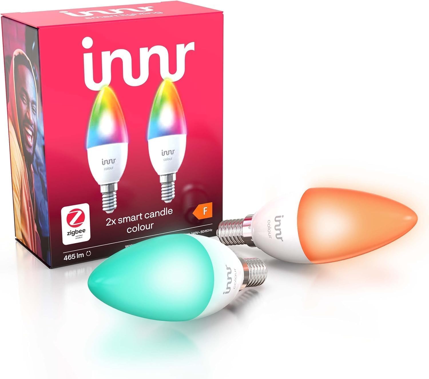 innr innr Zigbee Smart Lampe E14, funktioniert mit Alexa und Hue* (Bridge erforderlich), Warmweiß, Glühbirne E14 Dimmbar, Smart Home Lampe, 2 Stück