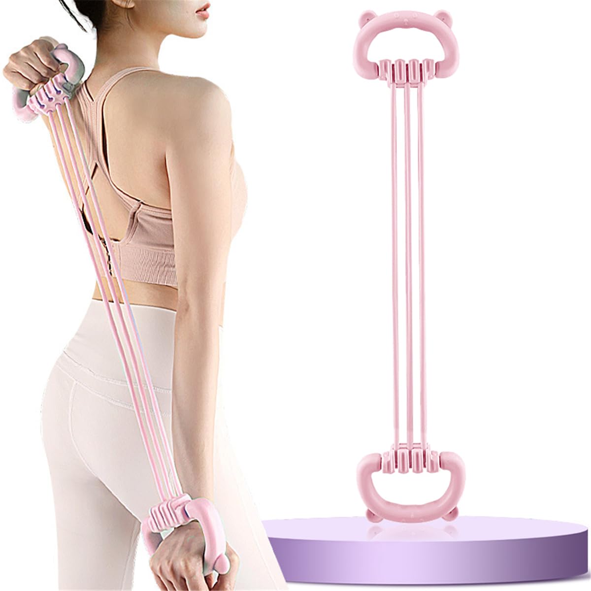 Adjustable Strengths Stretch Straps, Elastic Latex Resistance Exercise Band with Non-slip Handle, Shoulder Stretching Band Workout Stretch Assist Belt for Physical Therapy Yoga Pilates Ballet (Pink)