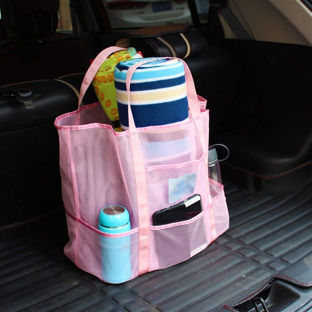 Bolsa de ducha de malla portátil de secado rápido para estudiantes universitarios, organizador de ducha para dormitorio (rosa)