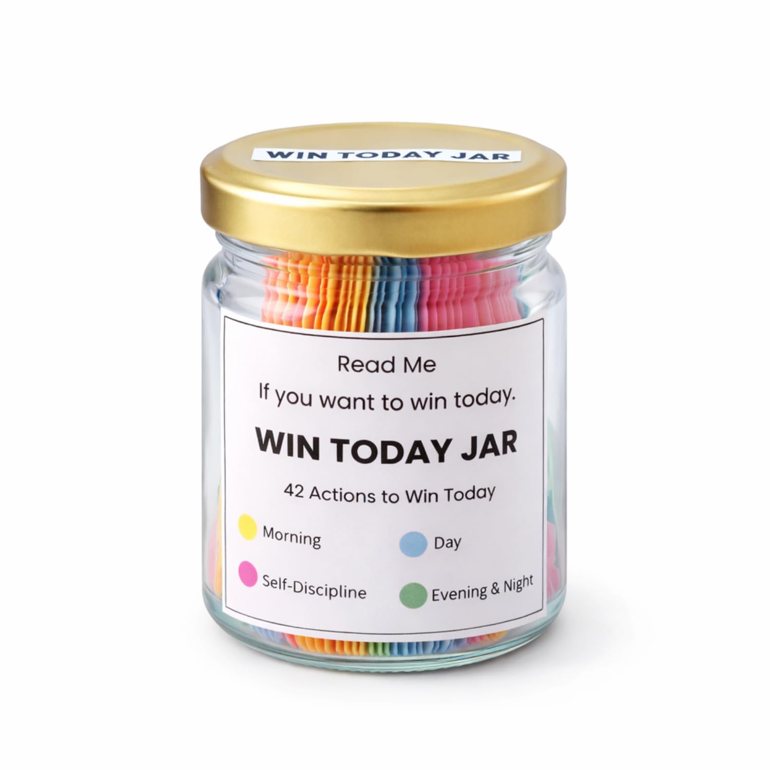 Win Today Jar – Daily Motivation Jar with 42 Positive Action Cards – Self Care, Gratitude & Habit Building Jar – Mindfulness, Goal Setting & Mental Wellness Gift for Men & Women-picture-13