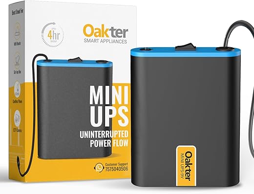 Oakter Mini UPS for 9V WiFi Router Broadband Modem | Backup Upto 4 Hours | WiFi Router UPS Power Backup During Power Cuts