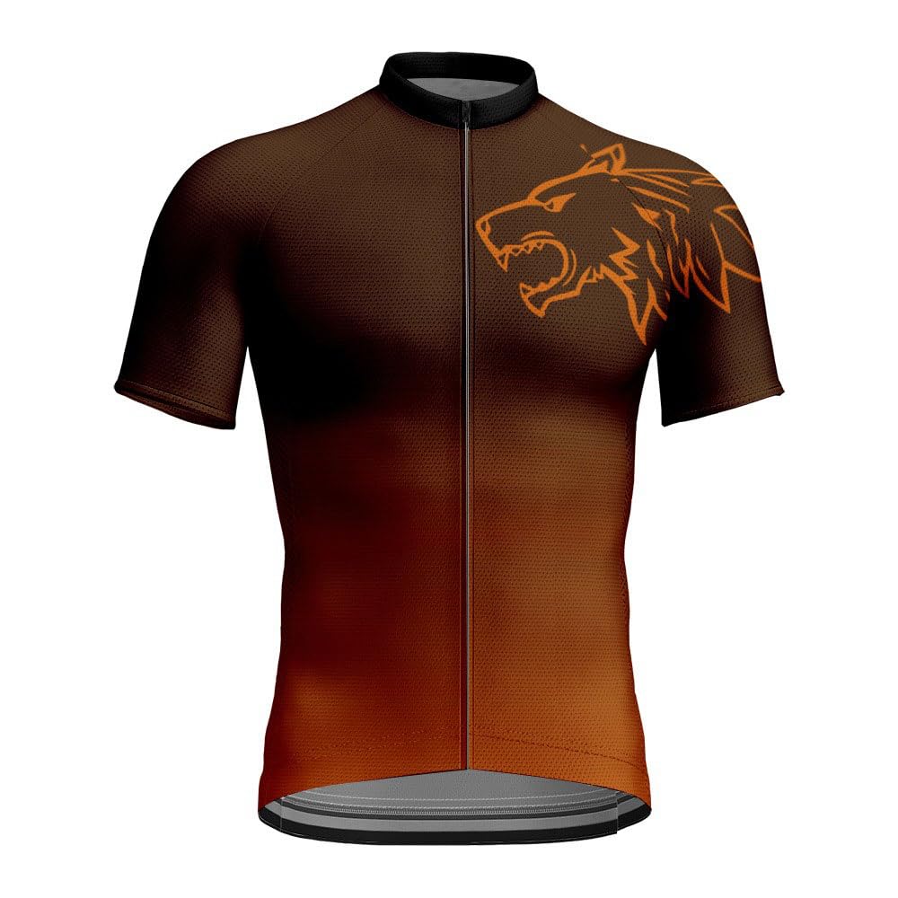 Mateju Maillot Cyclisme Hommes 3D Loup Tenue Cycliste Respirant Homme Maillots de Cyclisme Séchage Rapide Tee Shirt Maillot Velo Route avec Fermeture Éclair et 3 Poche