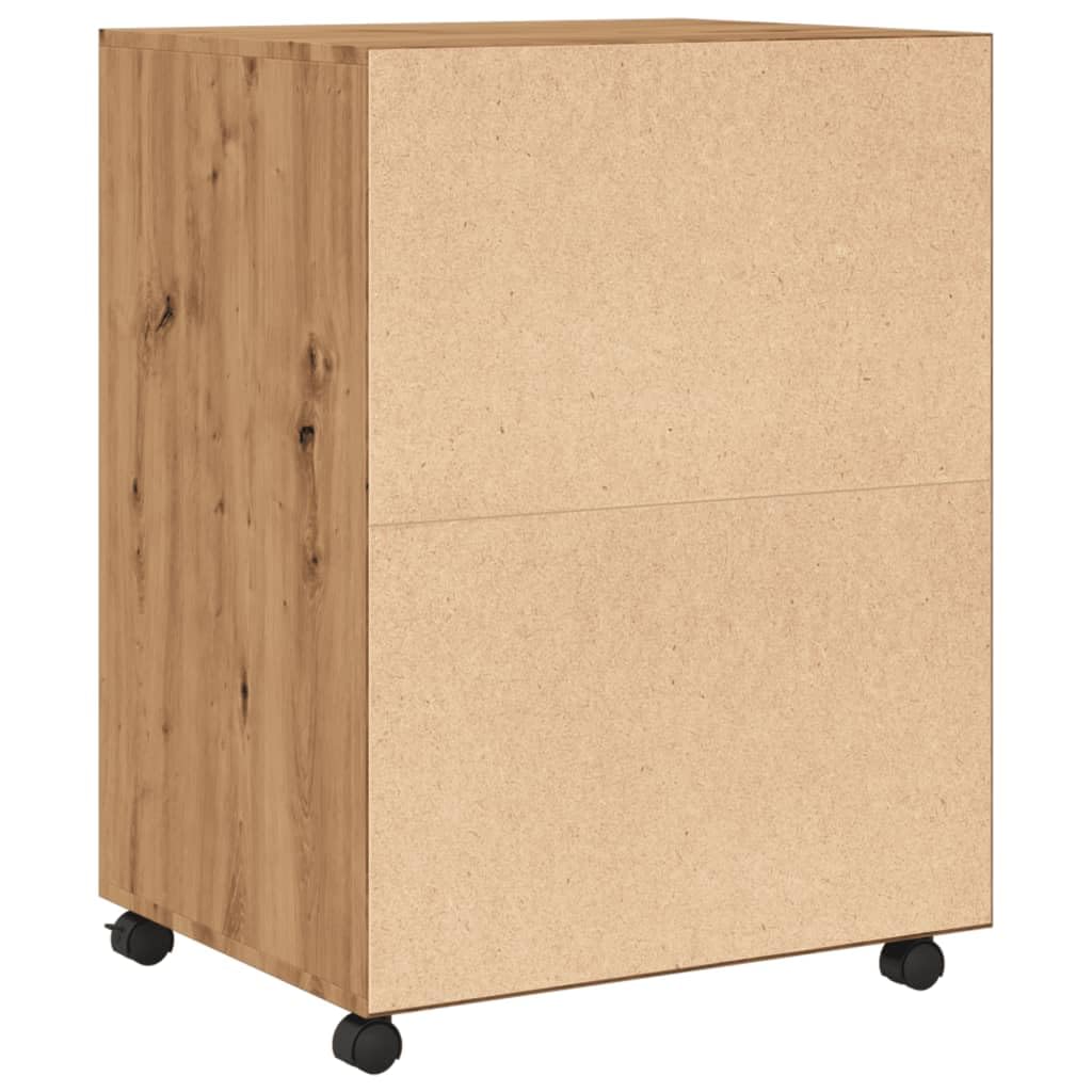 Brokky Armadietto con Ruote Rovere Artigianale 60x48x81 cm Truciolato-Carrello Porta Stampante,Mobiletto con Ruote,Supporto per Stampante in Legno,Classificatore per Documenti per Studio,Ufficio