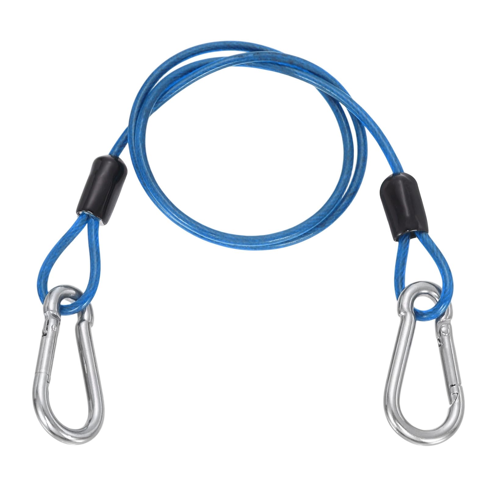 PATIKIL 0.5m Security Steel Cable with Snap Hook Double Loop, Clear Blue