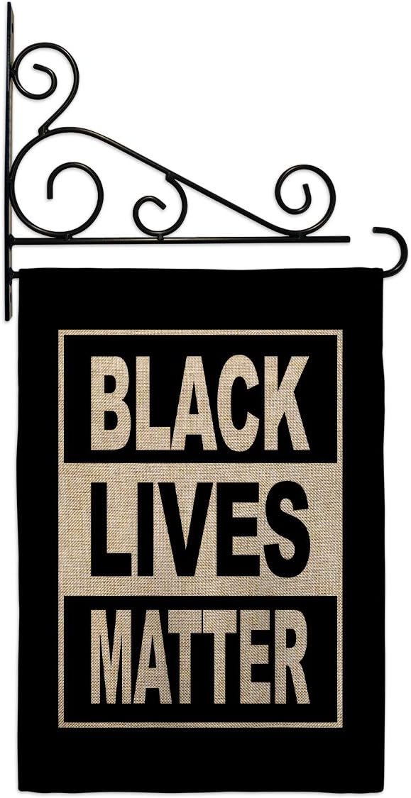 Can't Breathe BLM Garden Flag Set Wall Holder Support Anti Racism Justice Revolution Movement Equality Social Small Decorative Gift Yard House Banner Made In USA 13 X 18.5