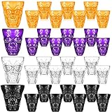 Honeydak Halloween Skull Party Favor Shot Glasses 1.86 oz/ 55 ml Unbreakable Plastic Halloween Cups for Spirits Vodka (32 Count)