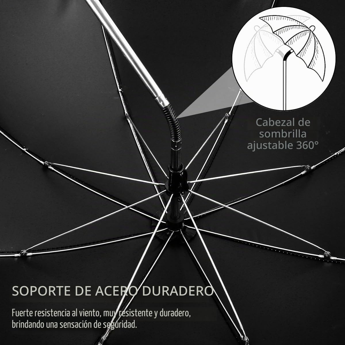 Sombrilla para cochecito de bebé con protección UV de 360° para cochecito, sombrilla universal con abrazadera ajustable y brazo flexible para cochecito, cochecito y cochecito