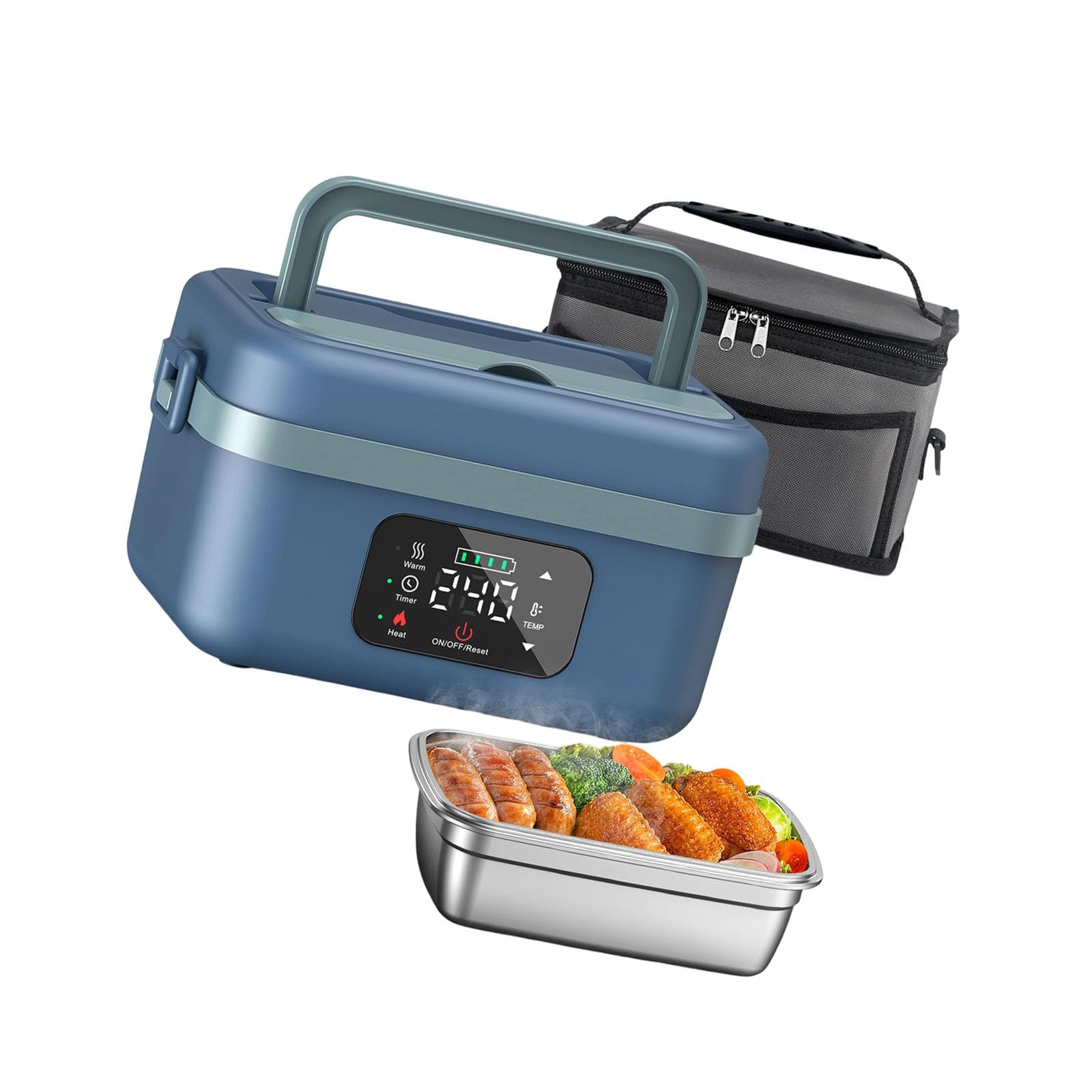 Contenitore per il pranzo riscaldato, alimentato a batteria, verde