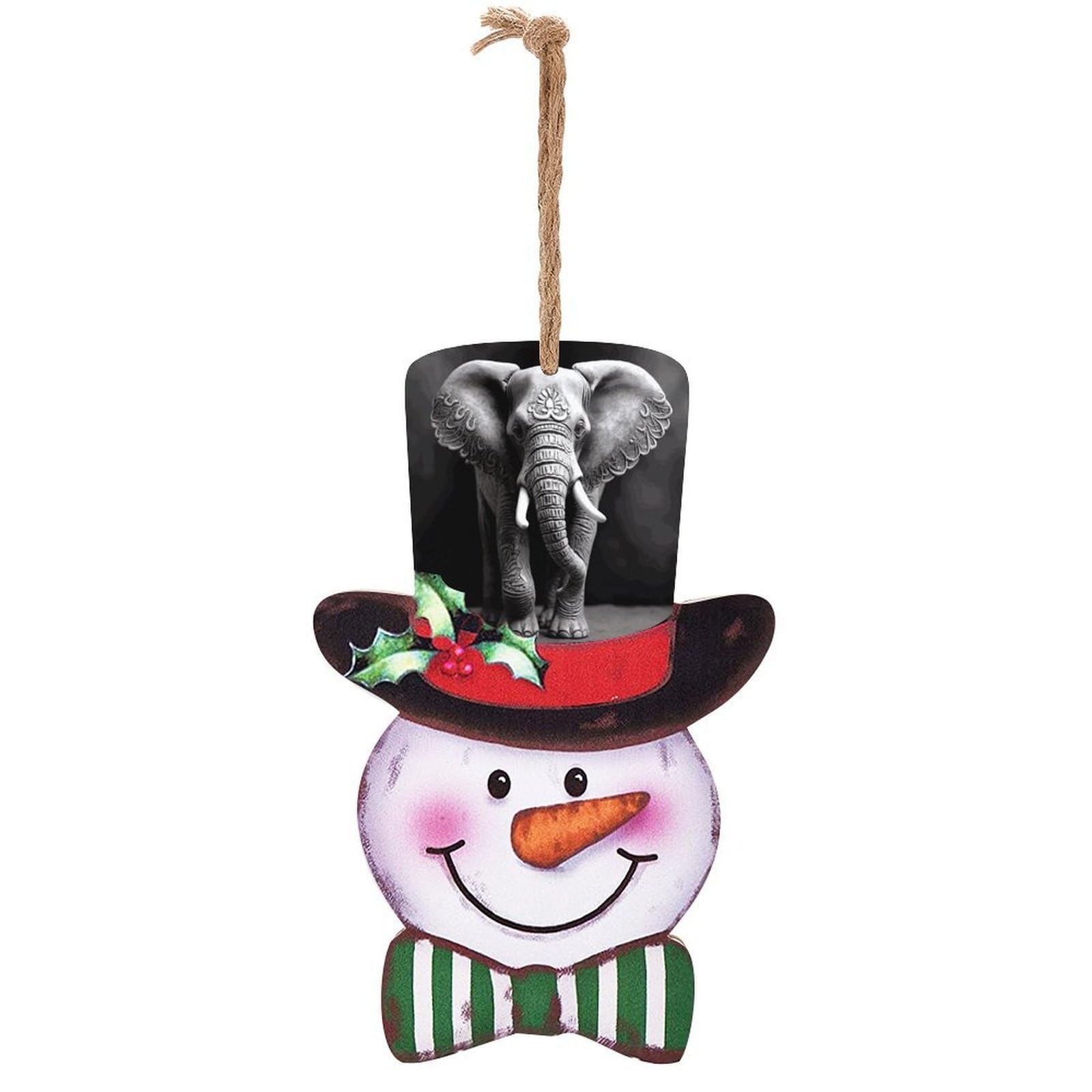Gray Elephant Snowman Decor Christmas Snowmans Hanging Decors Wooden Exquisite Holiday Decoration Sign for Home Window Wall Farmhouse Indoor Outdoo