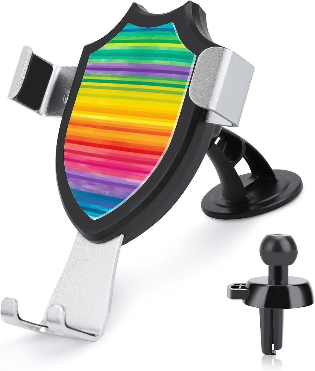 Universal Dashboard Cell Phone Holders Car Phone Holder Cute and Personalized Rotatable Rainbow Colored Striped Printed Car Phone Mount Fit Vent/Windshield