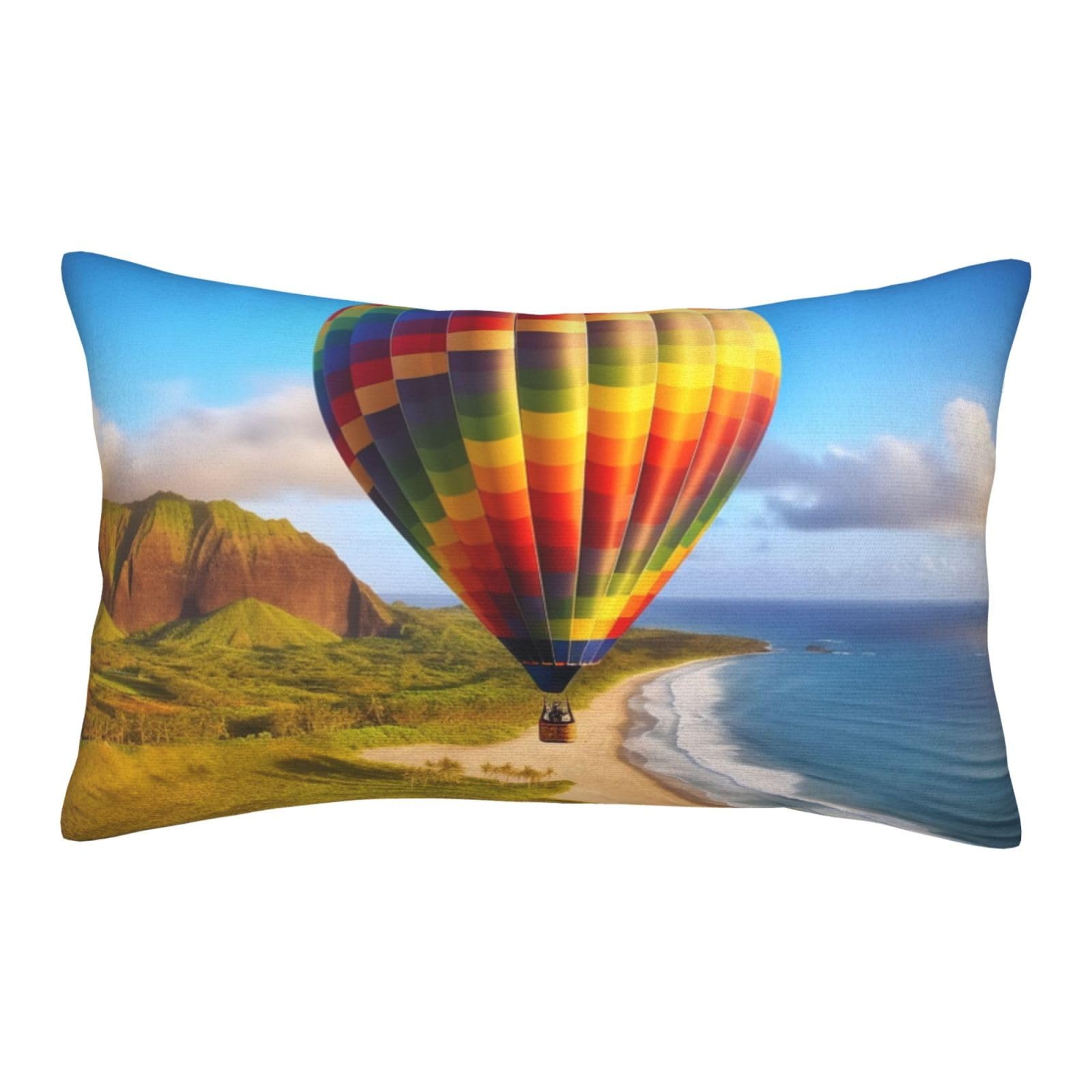 Velvet Pillowcases 16"x24" Ultra Soft Breathable Pillow Cases, Luxury Fuzzy Throw Pillow Covers with Zipper, Hawaii Hot Air Balloon Pillow Shams All Seasons Decorative Cushion Cases for Couch