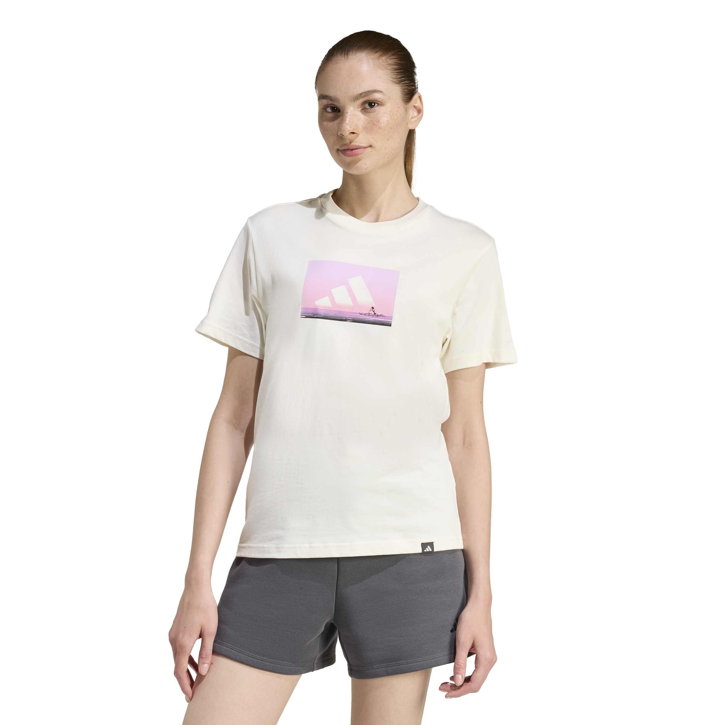 adidas Women's Outdoor Adventure Graphic Tshirt, Off White, XL