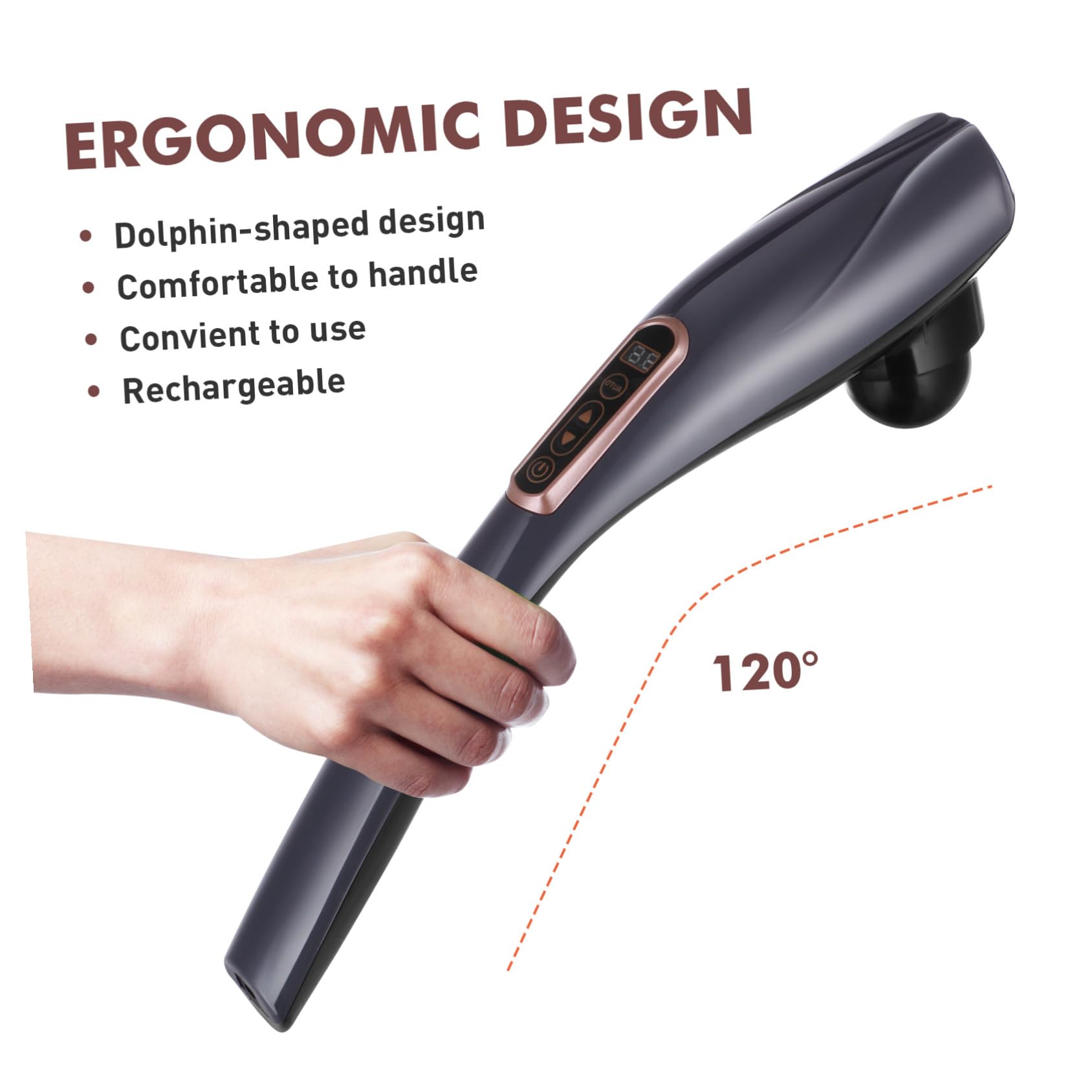 Massaggiatore Manuale a Forma di Delfino 2000mah ABS per Corpo e Schiena