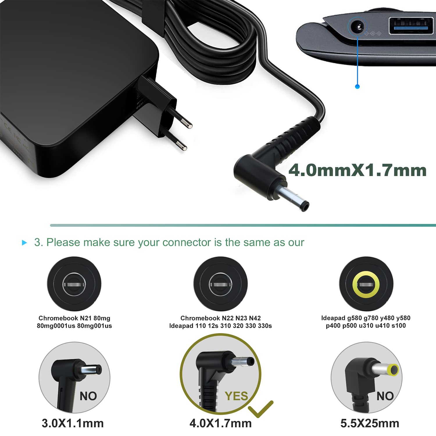 Caricatore CA 65 W 20 V 3,25 A Adatto Per Lenovo Ideapad 3 5 Flex - Foto 9