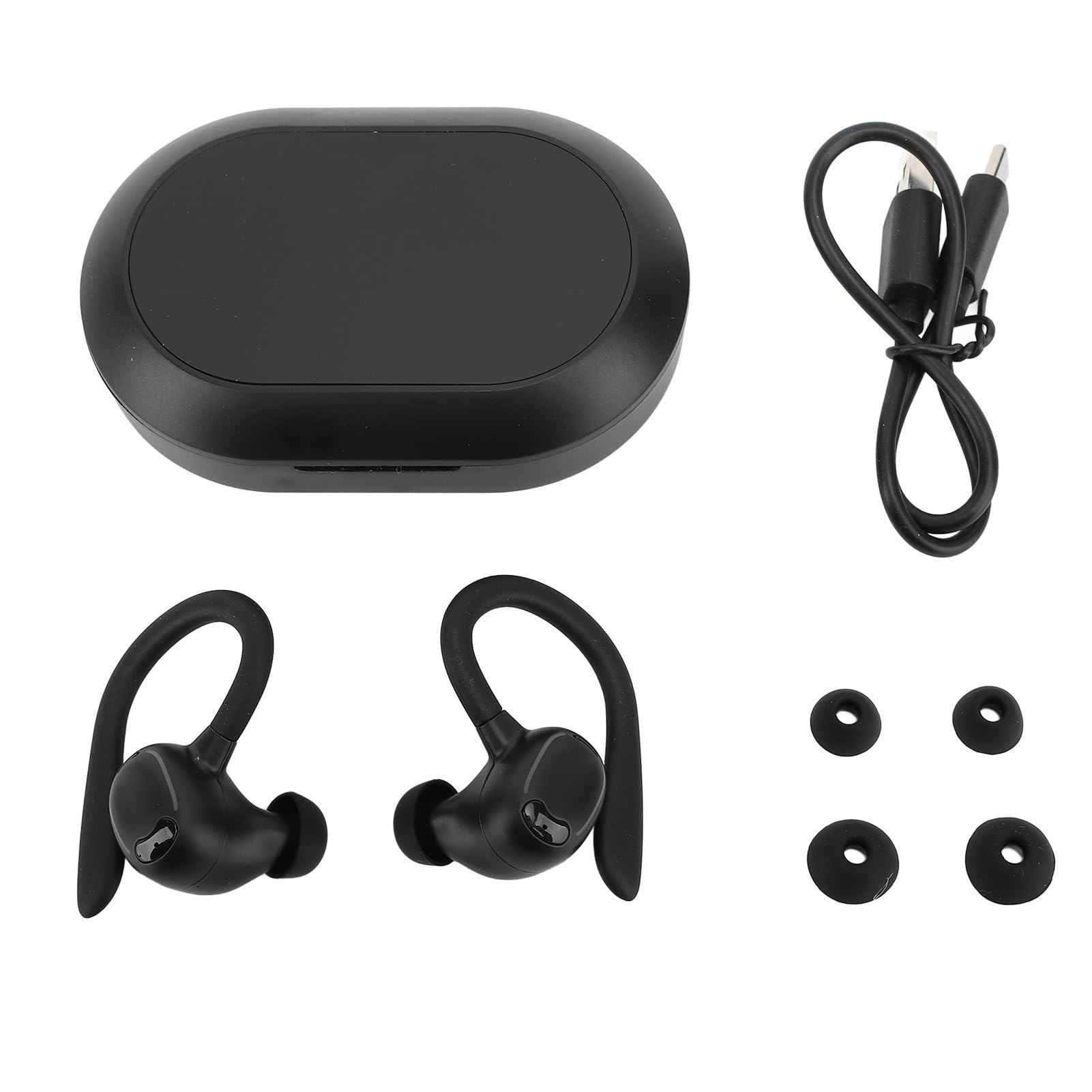 ASHATA BR Headphones Kabellose Ohrhörer, Sport Ohrhörer mit Ohrbügel, Ergonomische, Komfortable, wasserdichte IPX7 Ohrbügel Ohrhörer mit Mikrofon für Sport