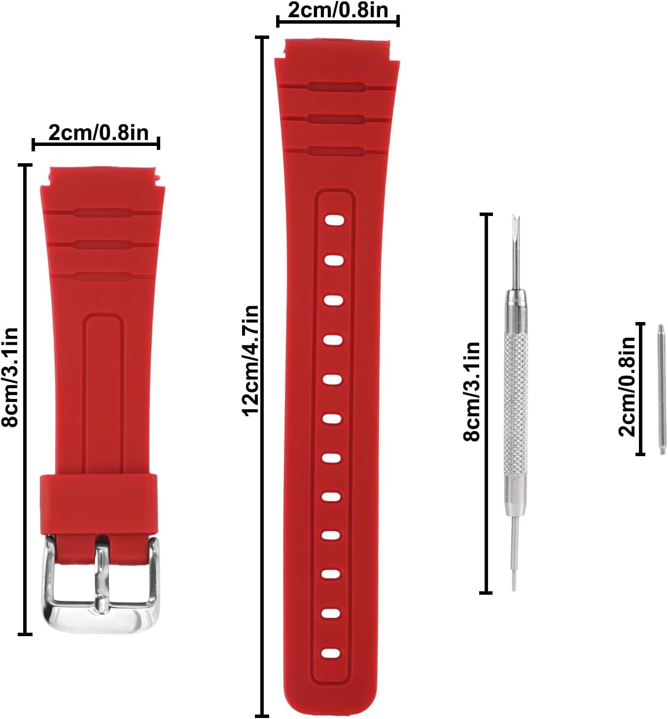 20mm/0.8in Watch Band Compatible with F91W F84 F105 A158 A168 AE1200, Matte Style TPU Resin Digital Watch Straps Parts for Men & Women