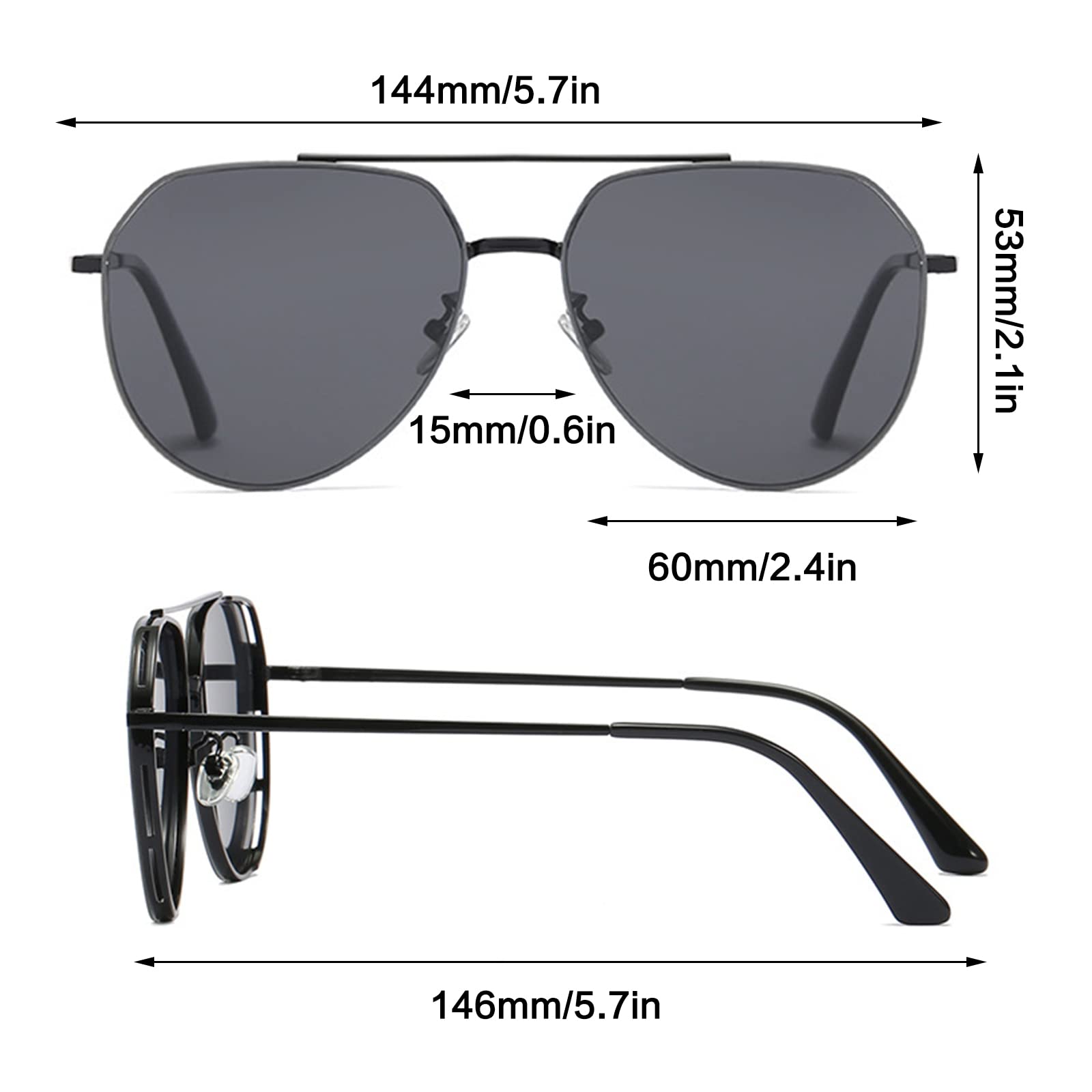 Occhiali da Sole da Uomo Polarizzati, Occhiali da Sole Donna, HD Vision Glasses Unisex-Adulto per la Guida, la Pesca, L'Escursionismo e Lo Sport,Black Lens And Silver Frame