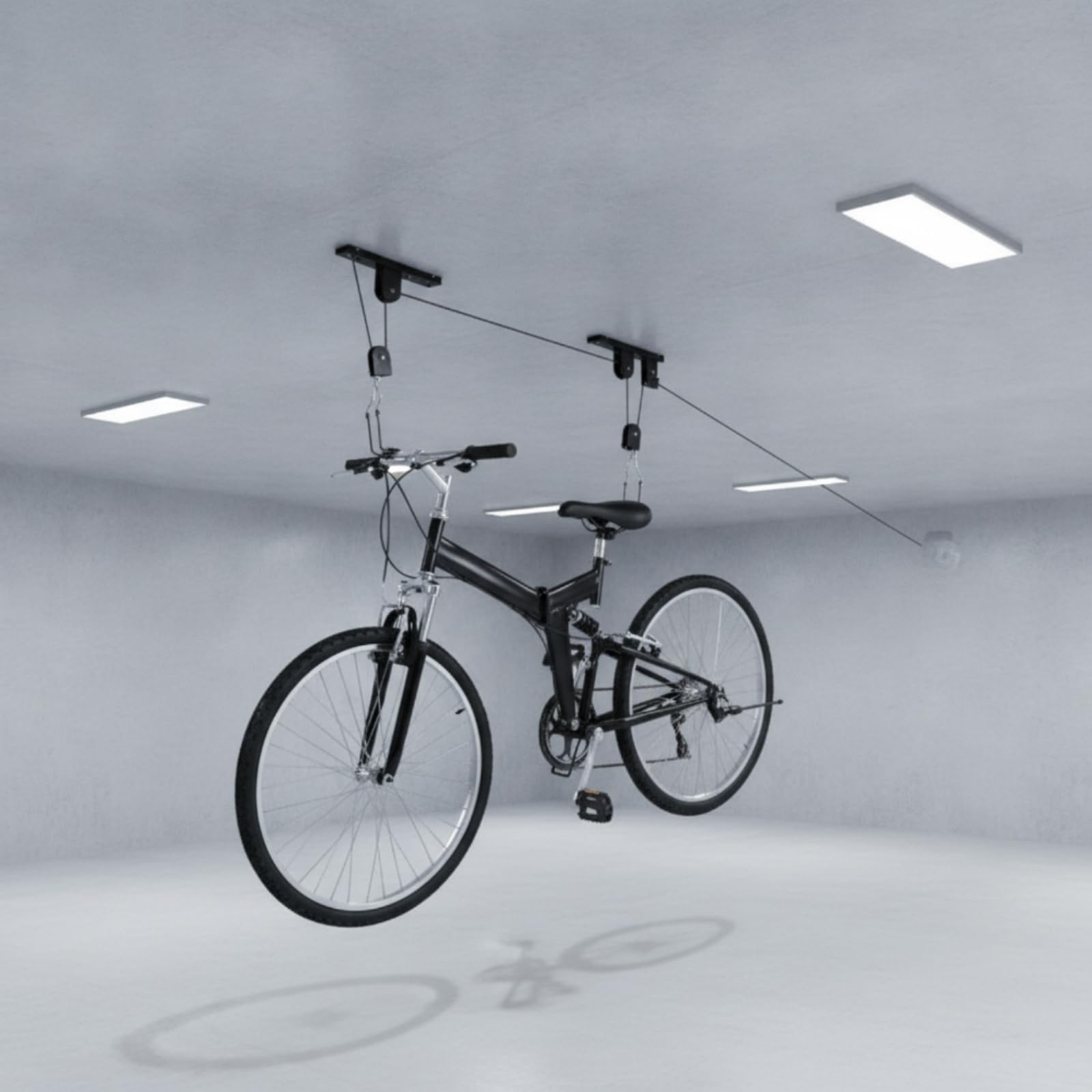 Milageto Rack Bicicleta Montado en Pared con Poleas Elevador Bicicleta con Cuerda 15 M Resisn Portabicicletas para Garaje, Taller