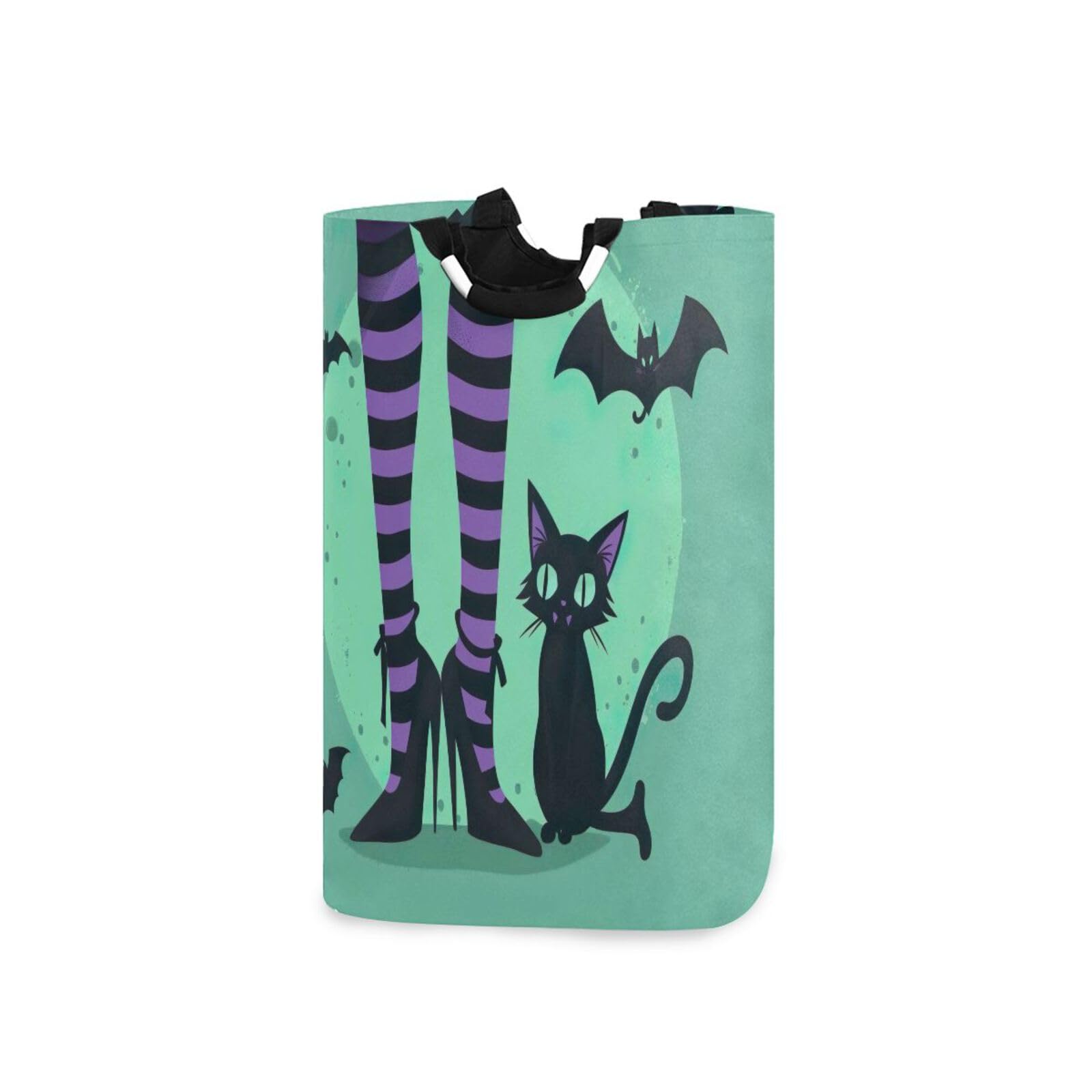 Jihqo Laundry Hamper Basket Halloween Cat Collapsible Nursery Storage Bin Waterproof Clothing Baskets for Home Bedroom Bathroom Washing Room