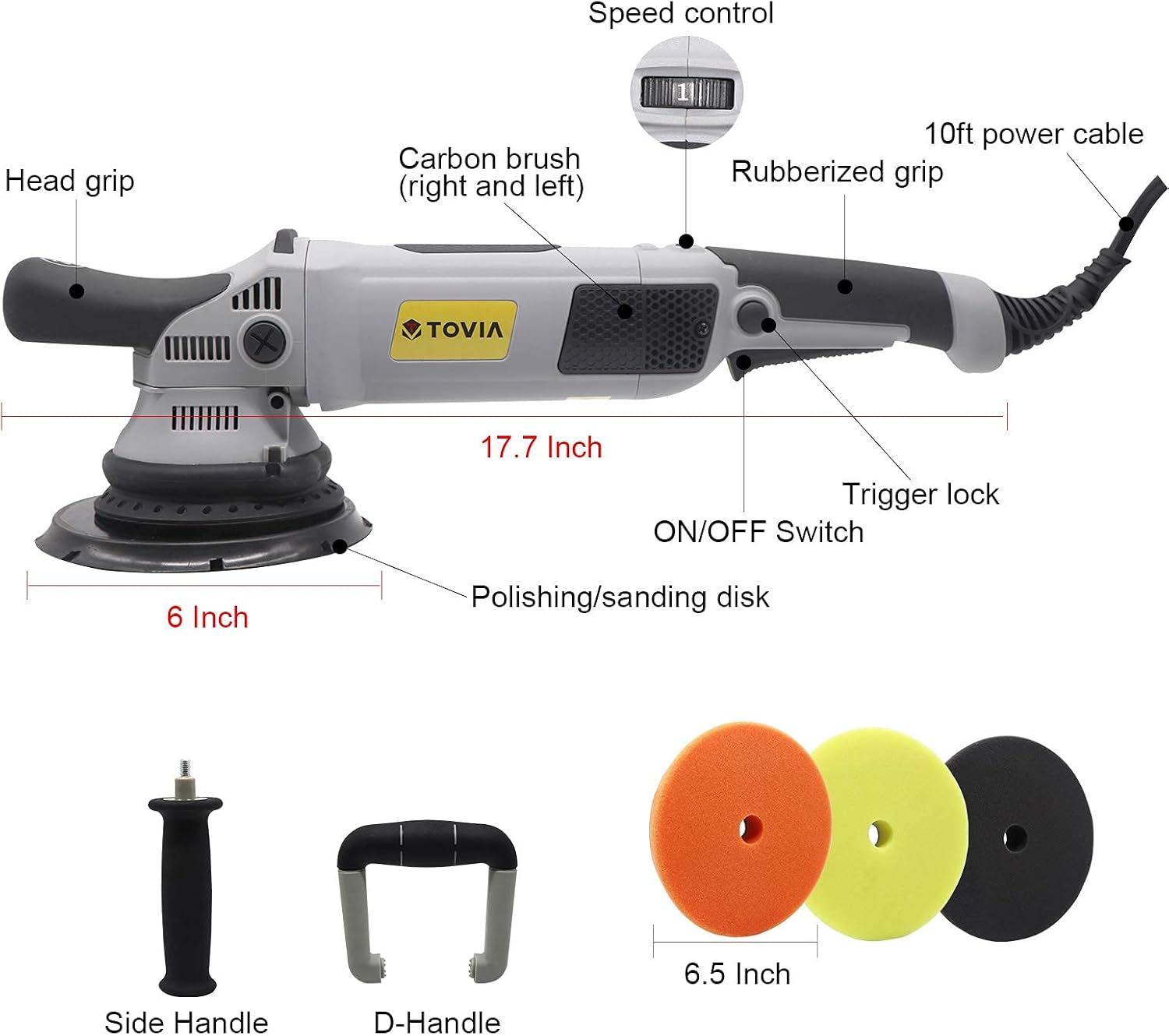 70% Off Discount T TOVIA Buffer Polisher, 6 Inch Variable Speed Dual Action Random Orbital Car Tiles Polishing Machine with 3 Foam Pads, Boat Detailing Kit for Polishing, Waxing, Buffing, Sanding Free Shipping 🛒 T TOVIA Buffer Polisher, 6 Inch Variable Speed Dual Action Random Orbital Car Tiles Polishing Machine with 3 Foam Pads, Boat Detailing Kit for Polishing, Waxing, Buffing, Sanding