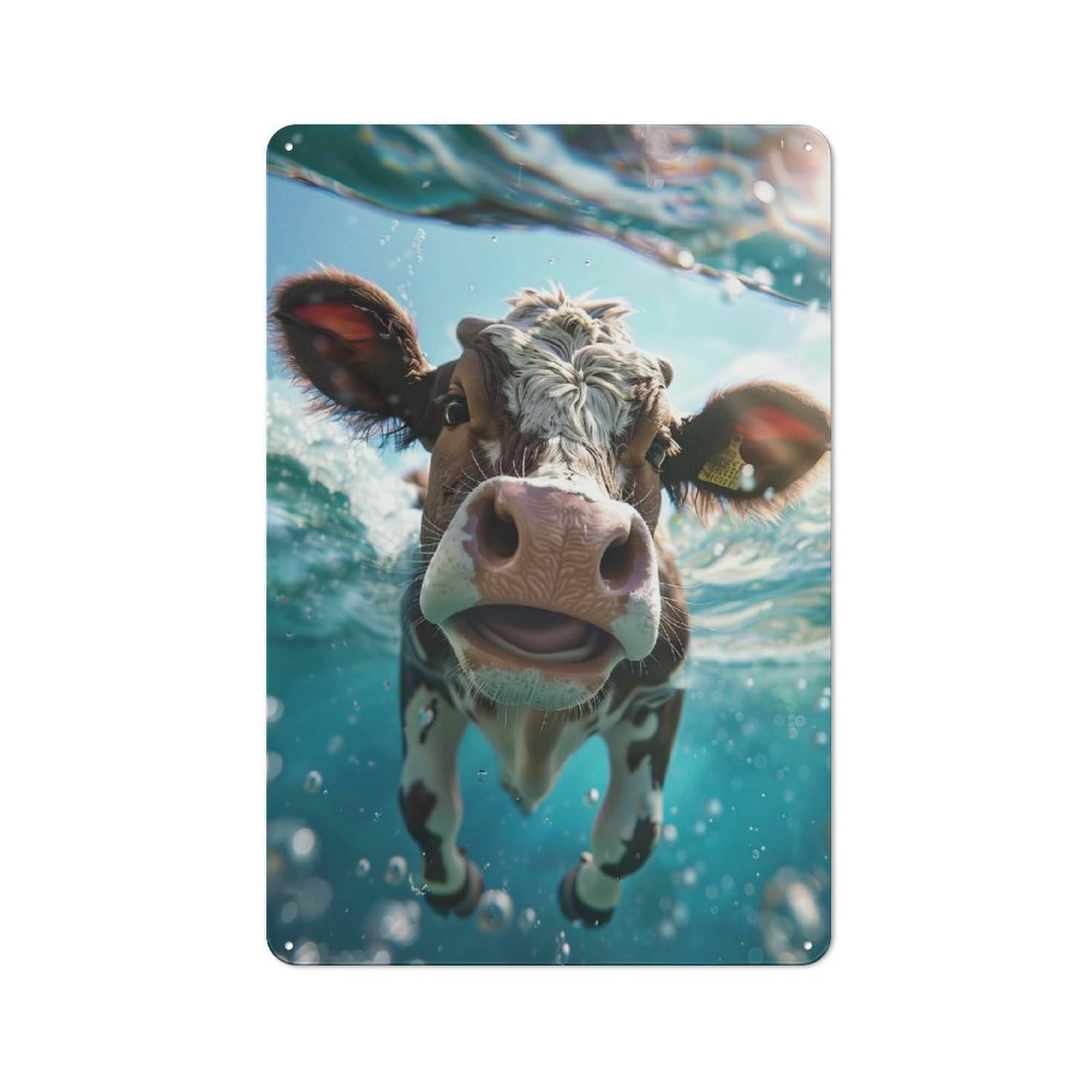 Junmoney Style-20 Shed Style Cow Sea Tin Sign 30X20cm, Utility Space Decor For Greenhouse, Garden Room, Cafe Or Entryway