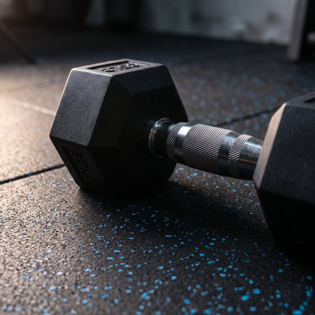 Suelo Gimnasio Gym Active 1000x1000 mm, Losetas de Caucho con 20% EPDM, 15/20 mm, Pavimento Deportivo para Pesas y Fitness (EDPM Azul, Grosor 20 mm)