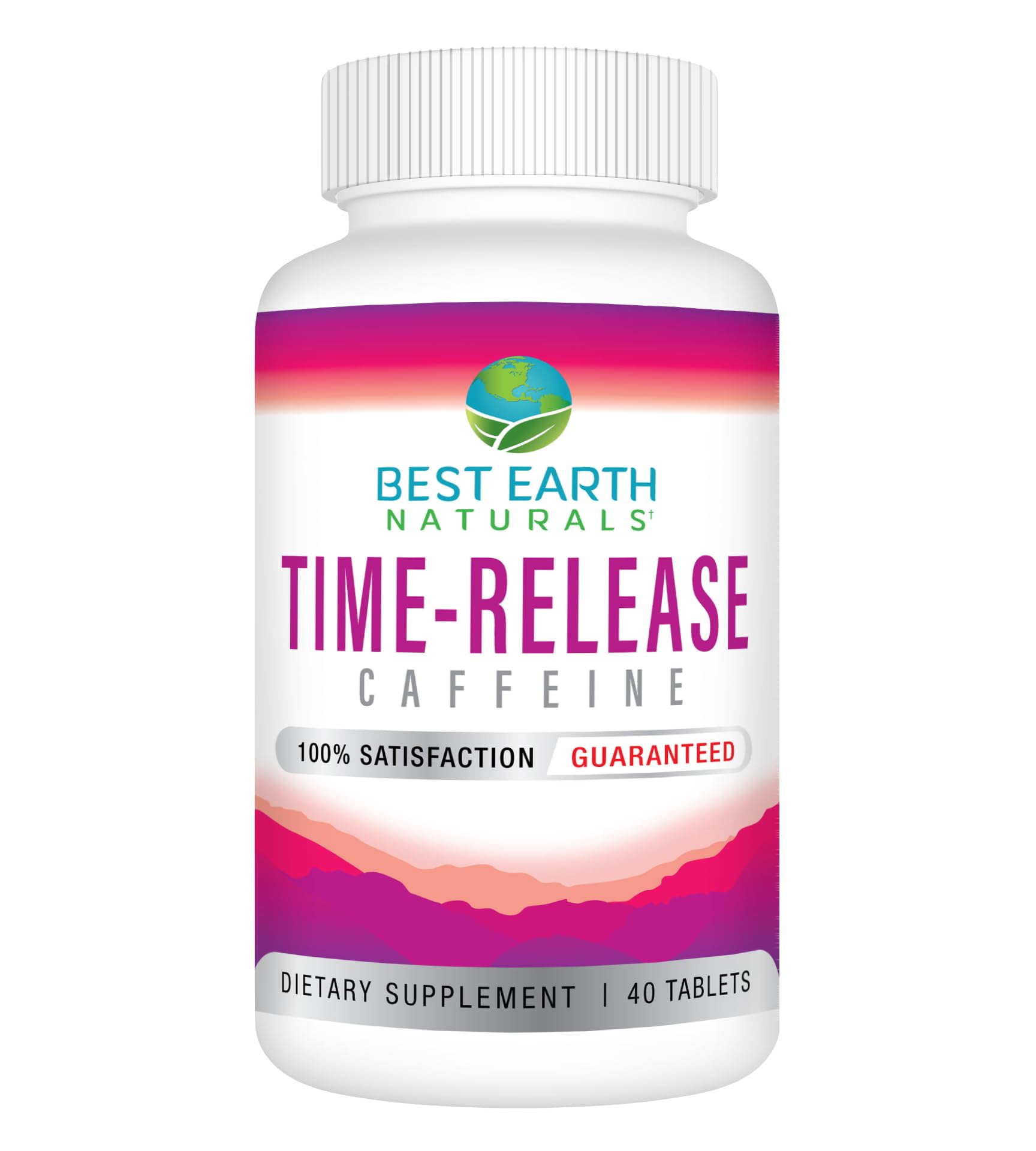 Best Earth Naturals Time Release Caffeine with L-Tyrosine, Vitamin B6, Vitamin B12, Thiamin & More - Energy Supplement for Women and Men - 40 Count