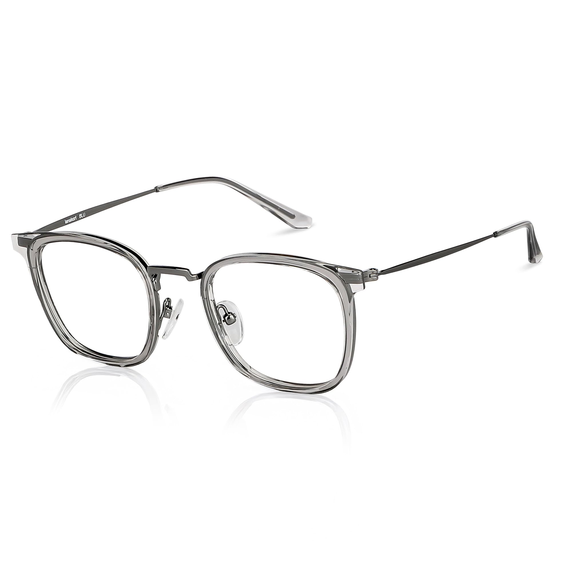 LENSKART BLU | Bluecut & Antiglare Computer Eyeglasses | Gaming Glasses | Grey Full Rim Square Shape | For Men & Women | Medium | LB E13529