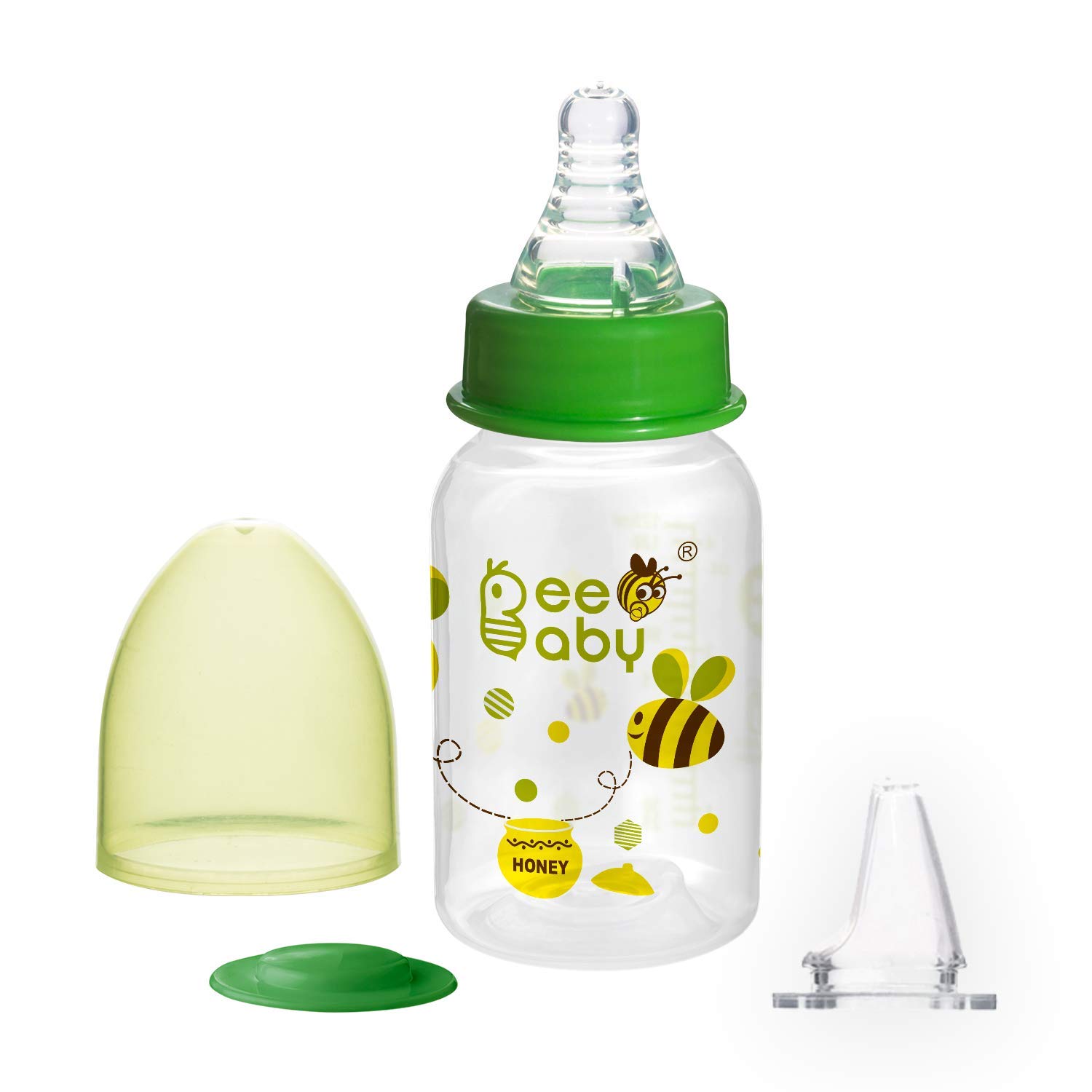 BeeBaby 2 in 1 Advance Plus Baby Slim Neck Feeding Bottle to Sippy Bottle with Anti-Colic Silicone Nipple & Silicone Sippy Spout. 100% BPA Free. - 125 ML / 4 oz. (Green), 4 Months +-image-44