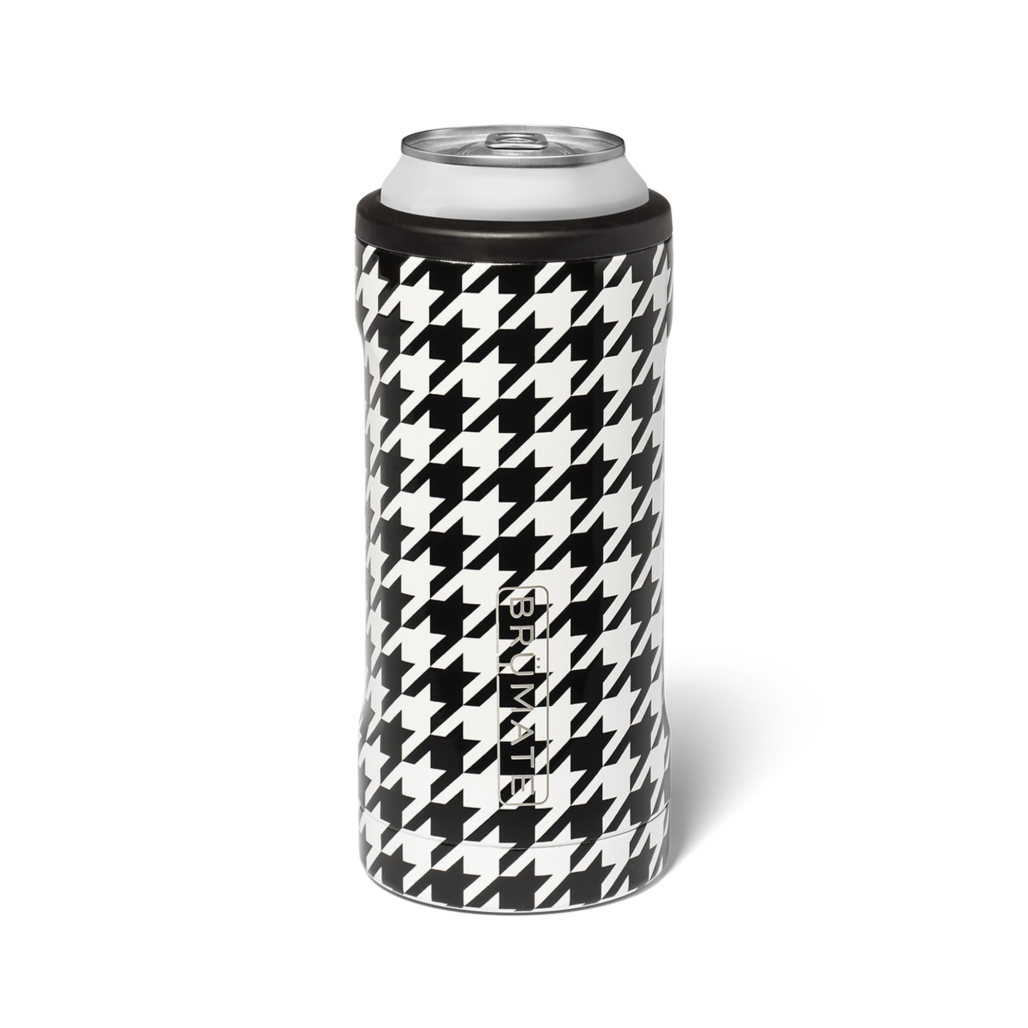 BrüMate Hopsulator Slim Can Cooler Insulated for 12oz Slim Cans | Skinny Can Insulated Stainless Steel Drink Holder for Hard Seltzer, Beer, Soda, and Energy Drinks (Houndstooth) 12oz Houndstooth