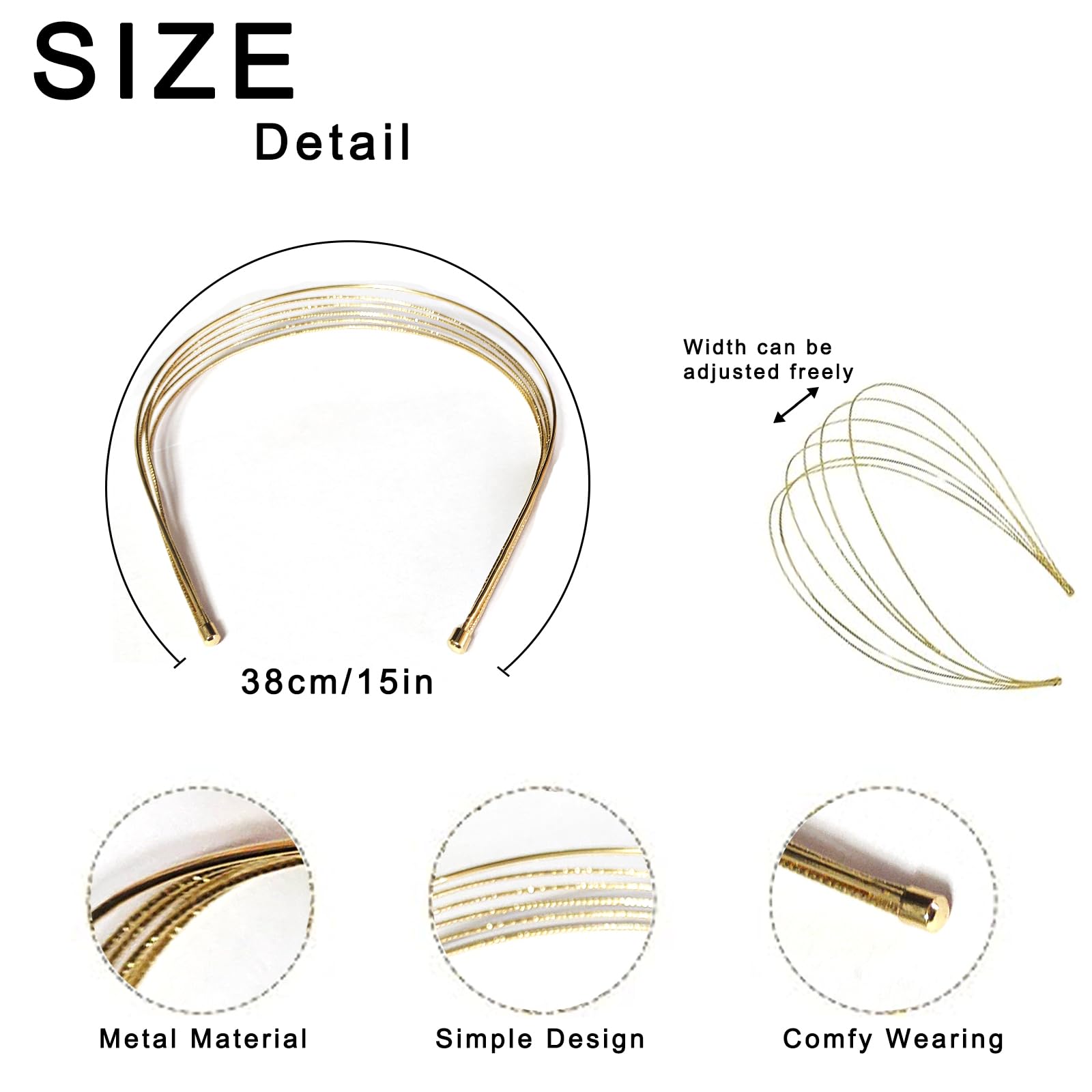 Paquete de 2 diademas de metal de varias capas para mujer, diademas doradas, elegantes accesorios para el cabello, accesorios para el cabello dorados, accesorios para el cabello para niñas