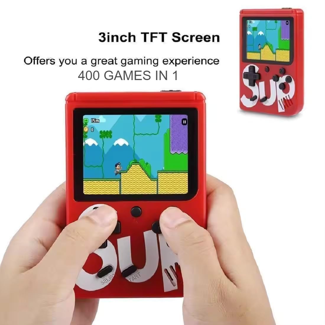 DOMENICO SUP 400 In 1 Handheld Game Mini Retro Game Box - 400 Preloaded Games, And USB Charging Cables With TV Output (Color As Per Availability), Red - Image 3 thumbnail