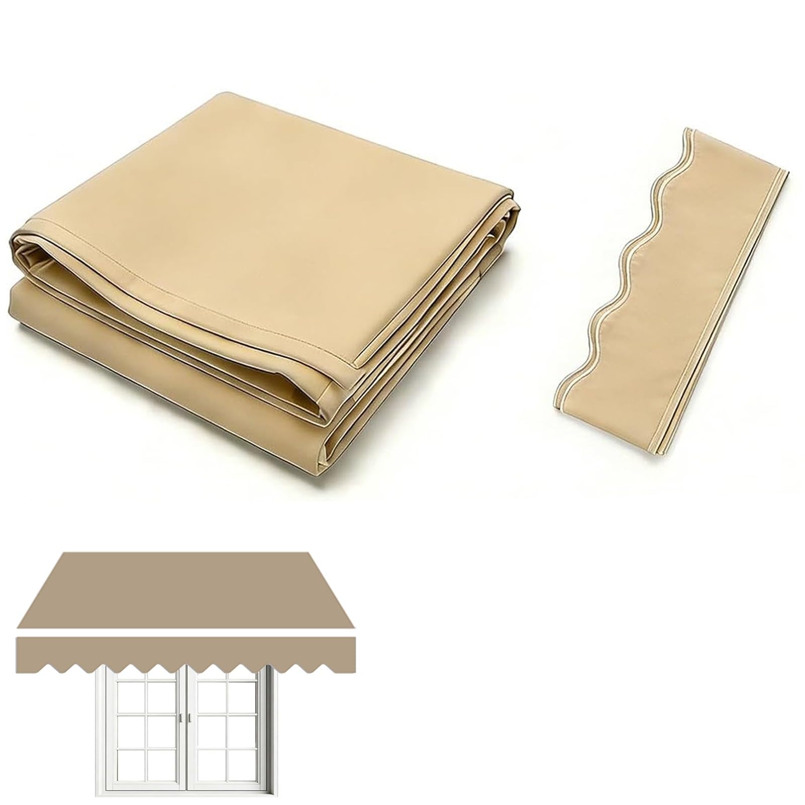 ROFBIHG Retractable Awning Patio Sun Shade Shelter Replacement Fabric Top Cover (Fabric Only) Patio Awning Replacement Fabric, Window/Door Canopy Cover for Retractable Awning(Khaki,3x2.5m (10x8.2ft))