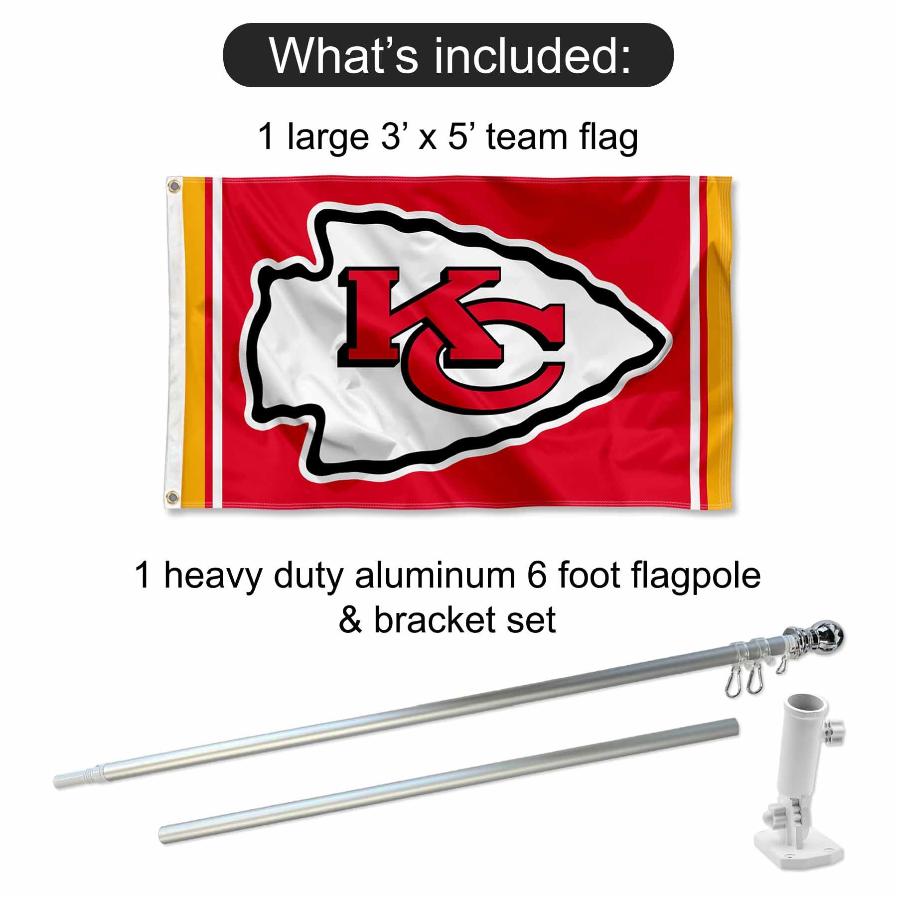 Amazon.com : WinCraft Kansas City Chiefs Flag Pole and Bracket Kit