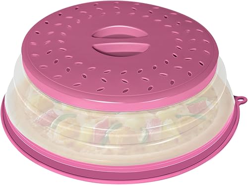 Cubierta plegable para salpicaduras de microondas para alimentos, tapa de microondas ventilada con agujero de gancho, protector de salpicaduras para