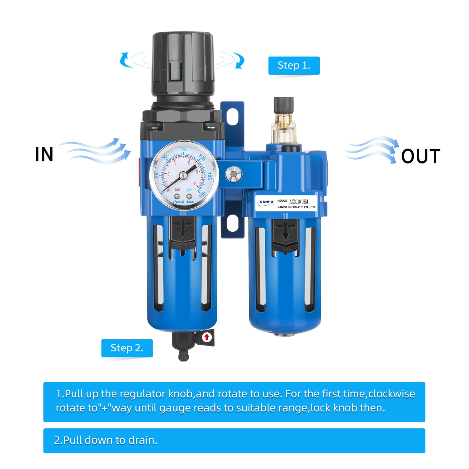 NANPU Air Filter Regulator Lubricator Combo -4