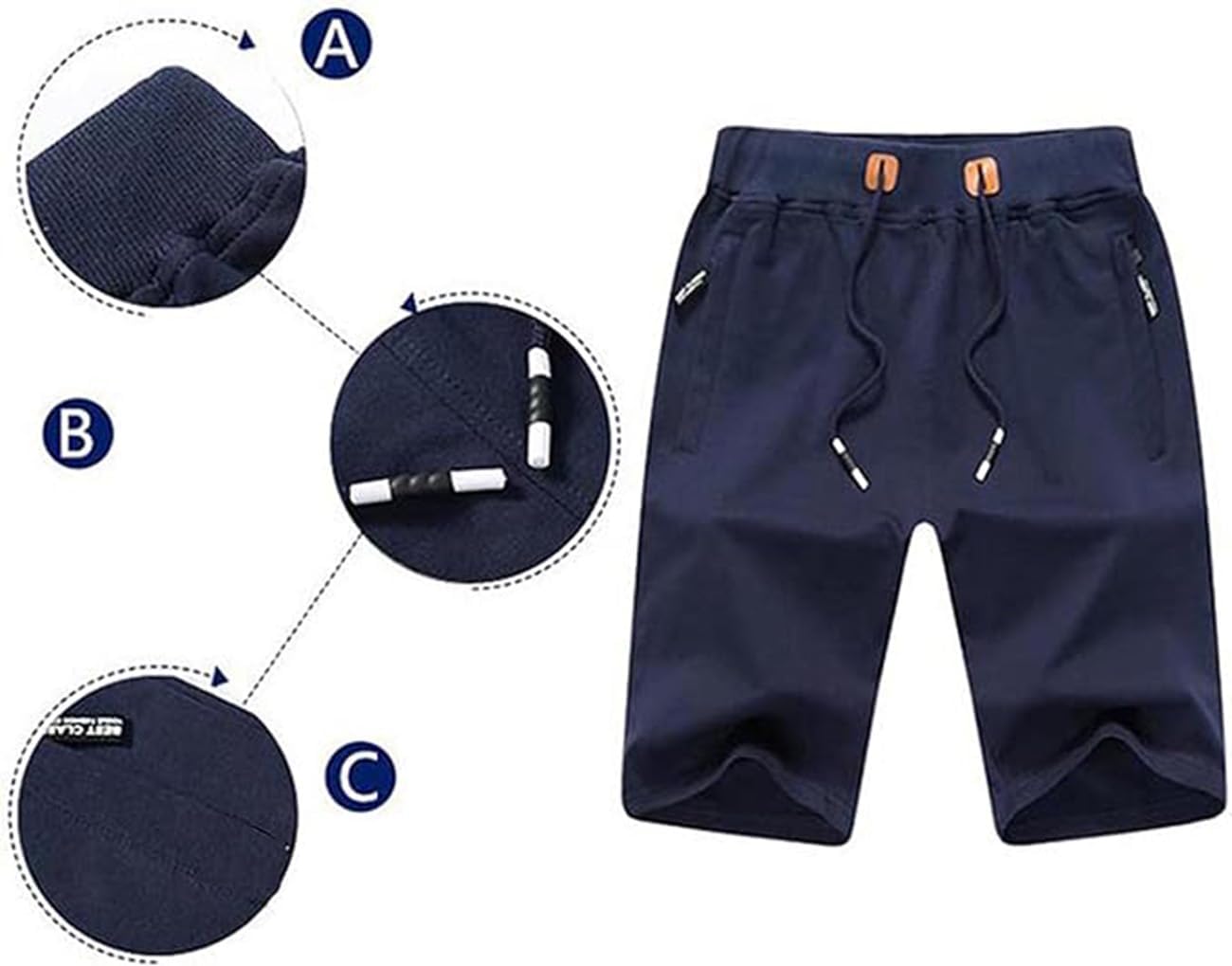 JustSun Mens Shorts Casual Sports with Elastic Waist Zipper Pockets - Image 3