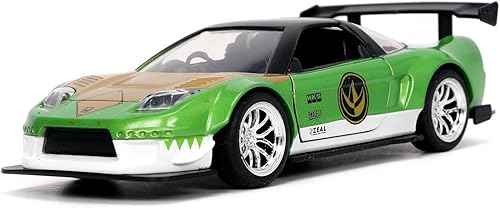 Jada Toys Power Rangers 1:32 2002 Honda NSX Type-R Japan Spec - Auto fundido a presión con figura de Ranger verde de 1.65 pulgadas, juguetes para