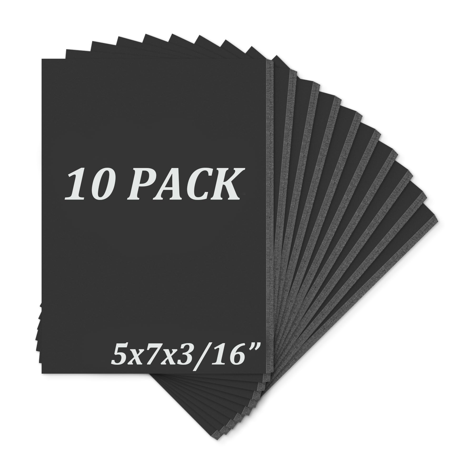 Mat Board Center, Pack of 10 Acid-Free Foam Boards, 5x7 inch Black Foam Boards, 3/16" Thick