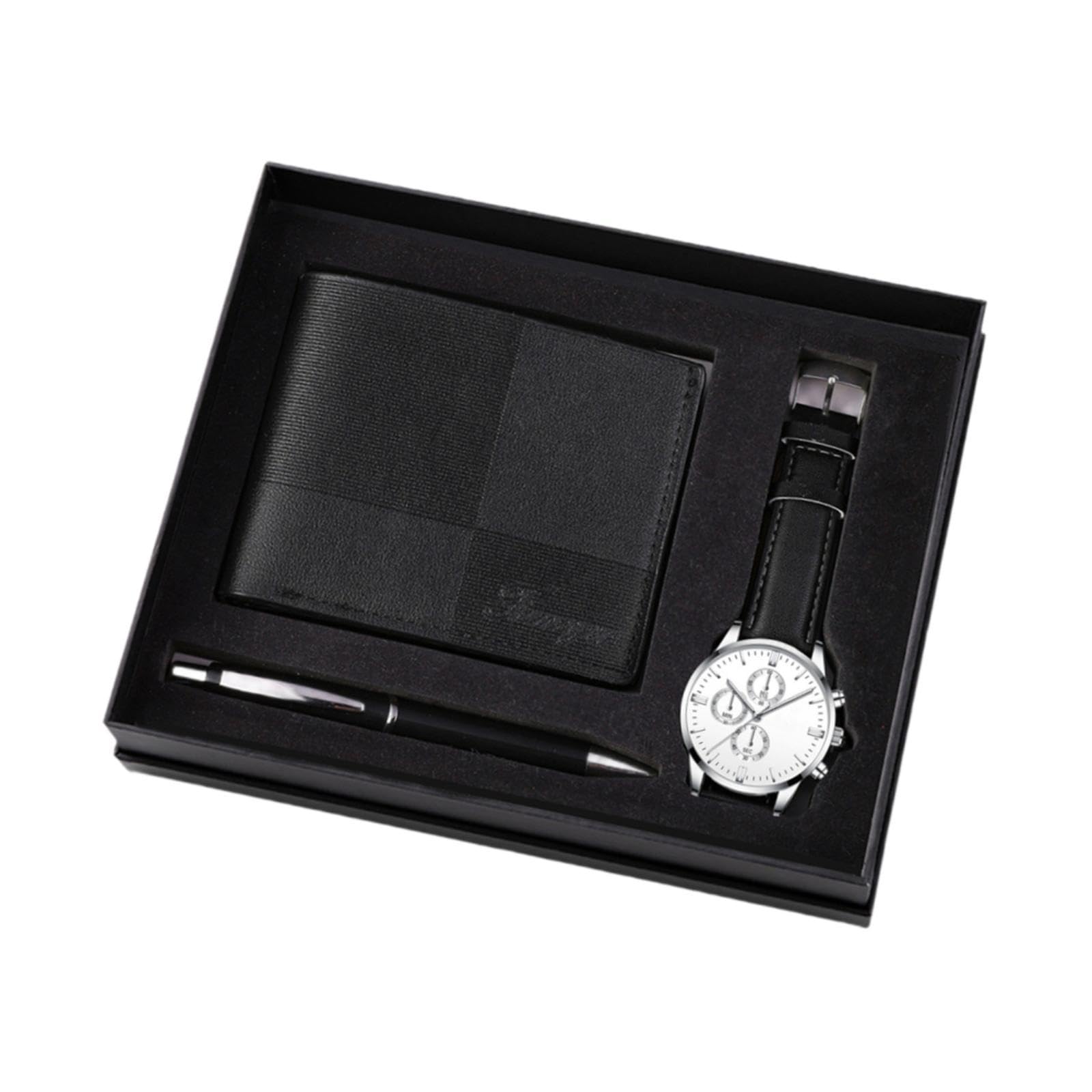 Men's Gift Set Men Watch Set Organizer Decor Watch Box Gift Baskets Gift Box for Male Him Holiday Anniversary Father's Day, Black White