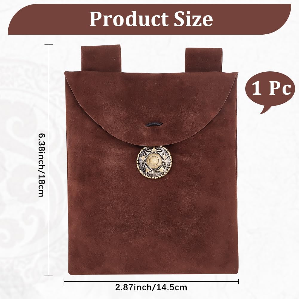 Vintage Belt Bag Velvet Belt Pouch Waist Packs Viking Knight Rectangle Medieval Waist Bag with Button Purse Pocket for Show Cosplay Props Casual LARP Ren Faire Costume Accessories 6x7 Inch - Image 2