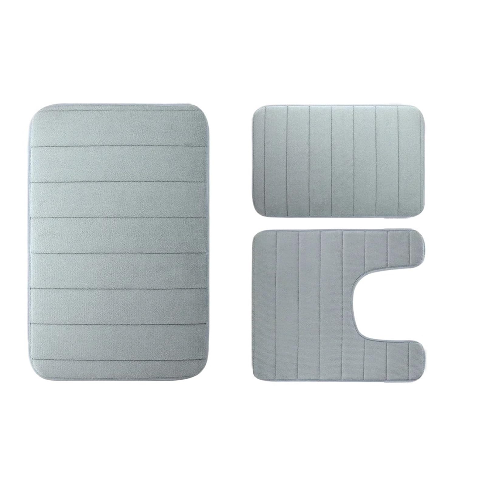 Alfombras de Puerta, Alfombrillas de baño de Espuma viscoelástica (Paquete de 3), Antideslizantes, absorbentes, de Secado rápido, Lavables a máquina, Multicolor(Grijs)