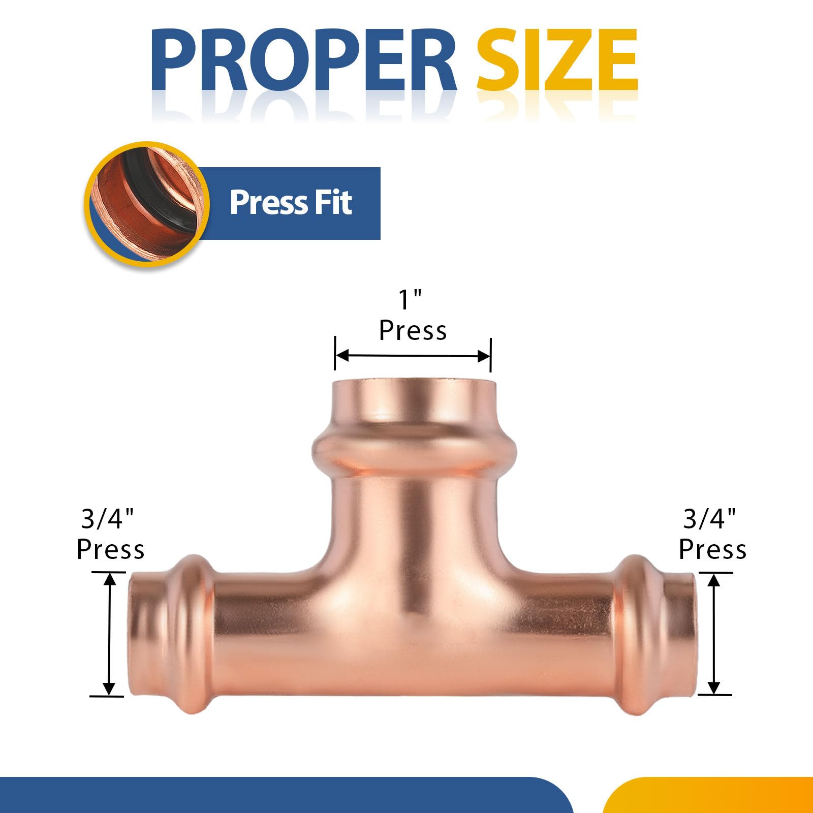 Paquete de 40 Conectores en T reductores de Cobre GUOFIS, 3/4" P x 3/4" P x 1", Conector en T Reductor de presión para plomería, Conector de Tres vías para derivación de tamaño de tubería.