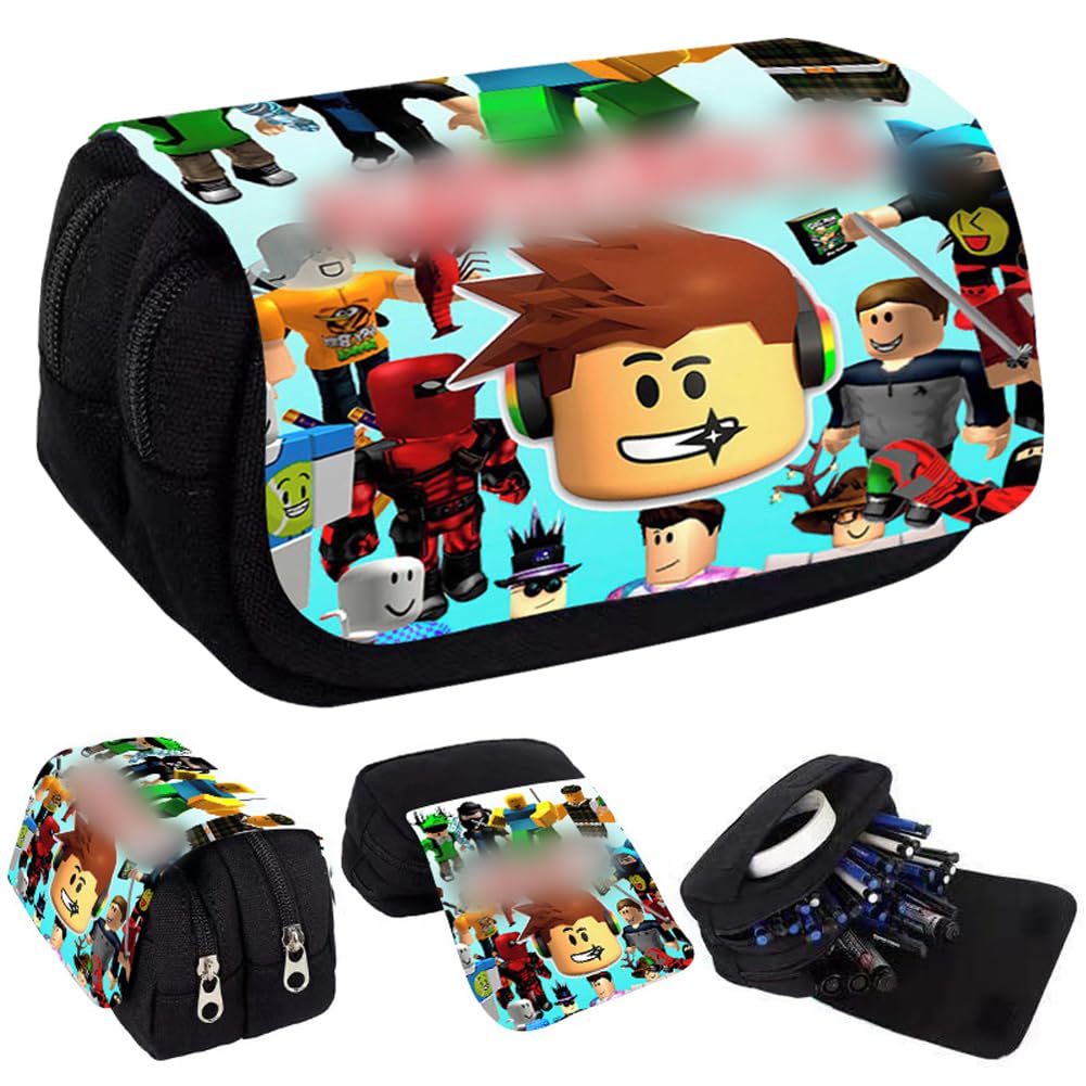 Nesloonp Game Riblx Estuche de Lona con Cremallera, Estuche Escolar de Gran Capacidad, Oficina Bolígrafo Organizador Bolsa de papelería