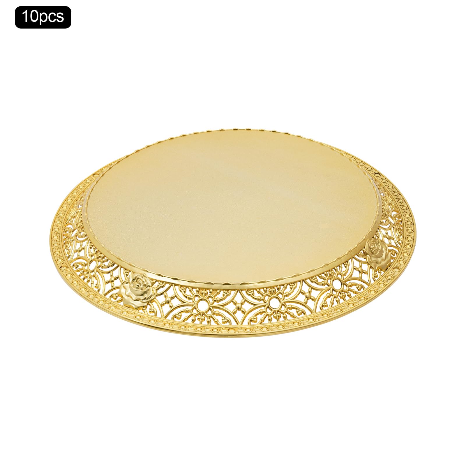 Vassoio da portata oro rotondo, 10 pezzi, 36 cm, vassoio decorativo rotondo