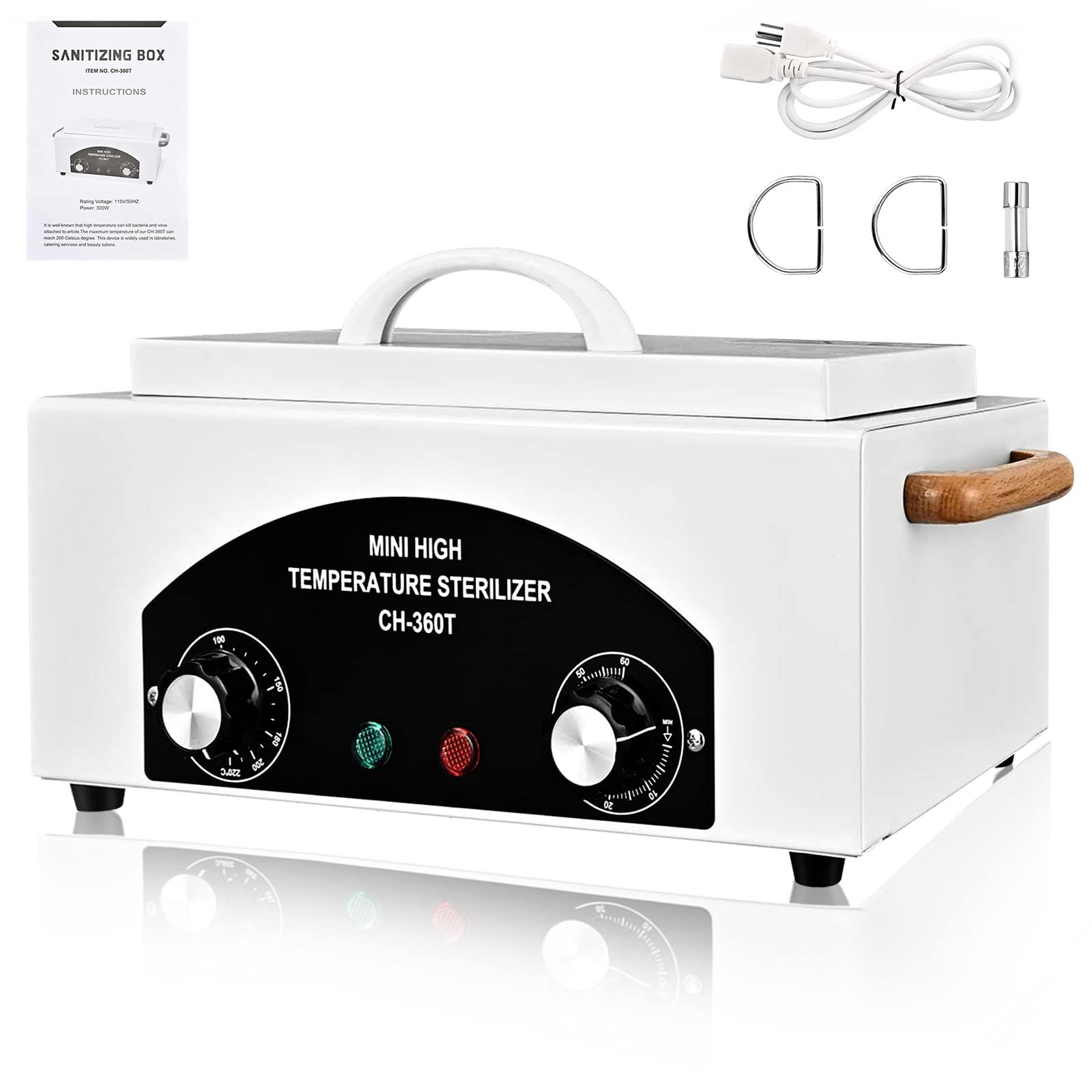 GGAIFbp Sterilizer for Nail Tools 1.5L 110V 300W High Temperature Metal Clean Box with Adjustable Timer Temperature Sterilizer Cabinet for Manicure