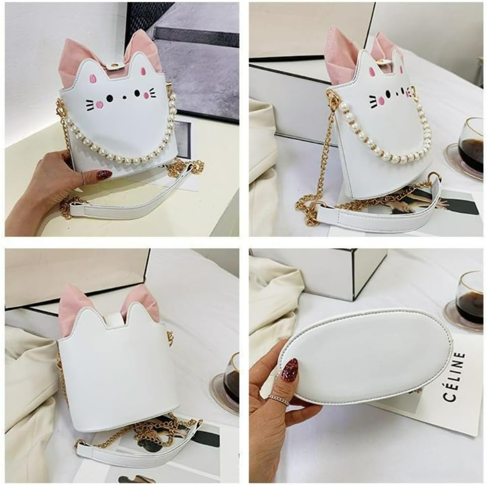 Cute Cat Single Shoulder Crossbody Bag Pearl Handheld Mini Purse Y2k Aesthetic Cute Single Shoulder Crossbody Bag