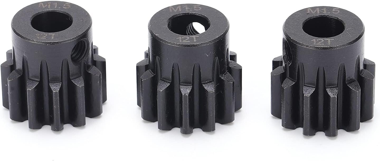 Drfeify RC Pinion Gear Set, 3pcs RC 8.0mm M1.5 12T Steel