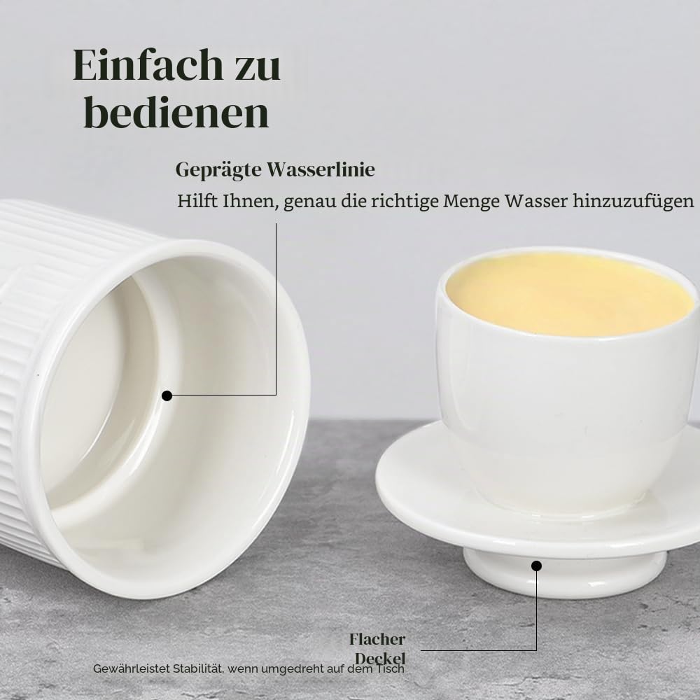 Weiß Butterglocke, französische Butterdose für frische weiche Butter, Porzellan Butterbehälter wassergekühlt, Vintage Buttertopf mit geprägter Wasserlinie,Geschenke für Frauen Männer