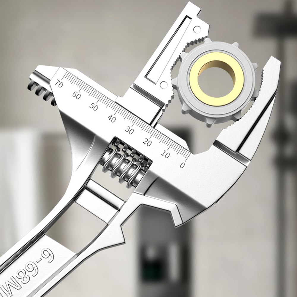 Mulcort Multifunctional Sink Bathroom Wrench Toilet Faucets Repairs Wrench 6-68mm Large Opening Adjustable Water Pipes Wrench